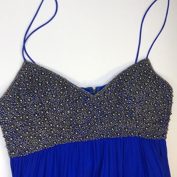 Aidan Mattox Niteline Silver Beaded Bodice Gown, Electric Blue - Picture 3 of 13